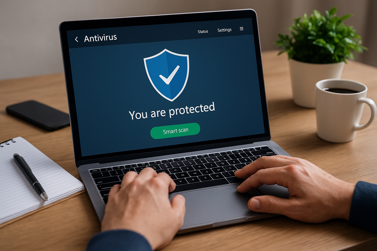 Laptop mit Antivirus-Software